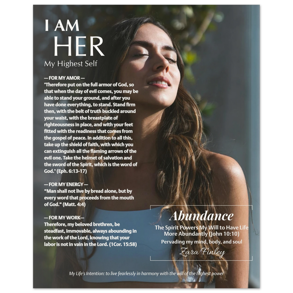 Custom daily meditation and energy alignment poster with affirmations purpose and intentions