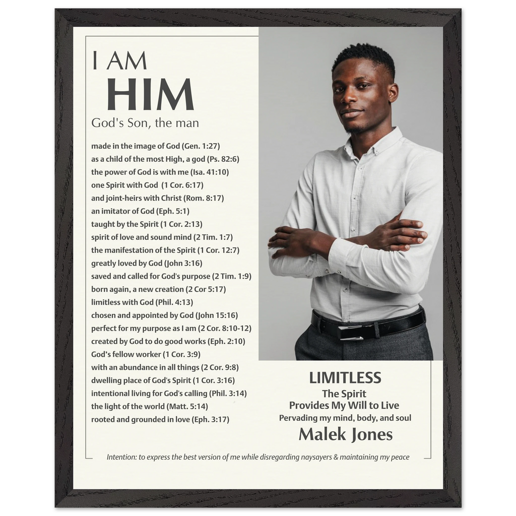 Intentional Living personalized poster—affirmations & vision statements layout, museum-quality matte paper
