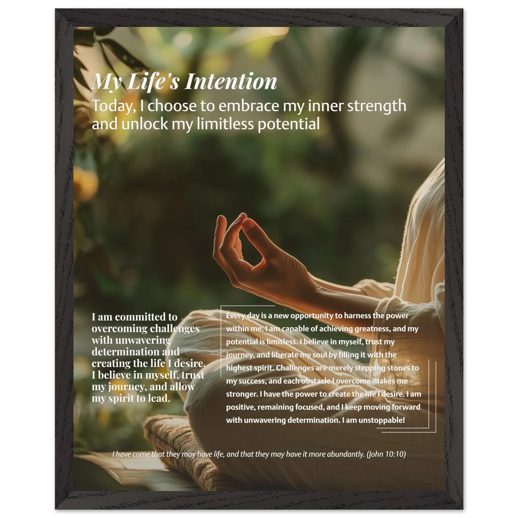 Intentional Living personalized poster—affirmations & vision statements layout, museum-quality matte paper