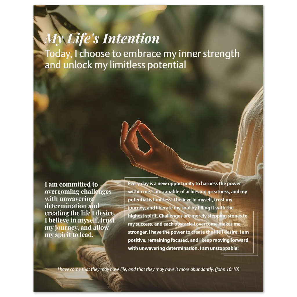 Custom daily meditation and energy alignment poster with affirmations purpose and intentions