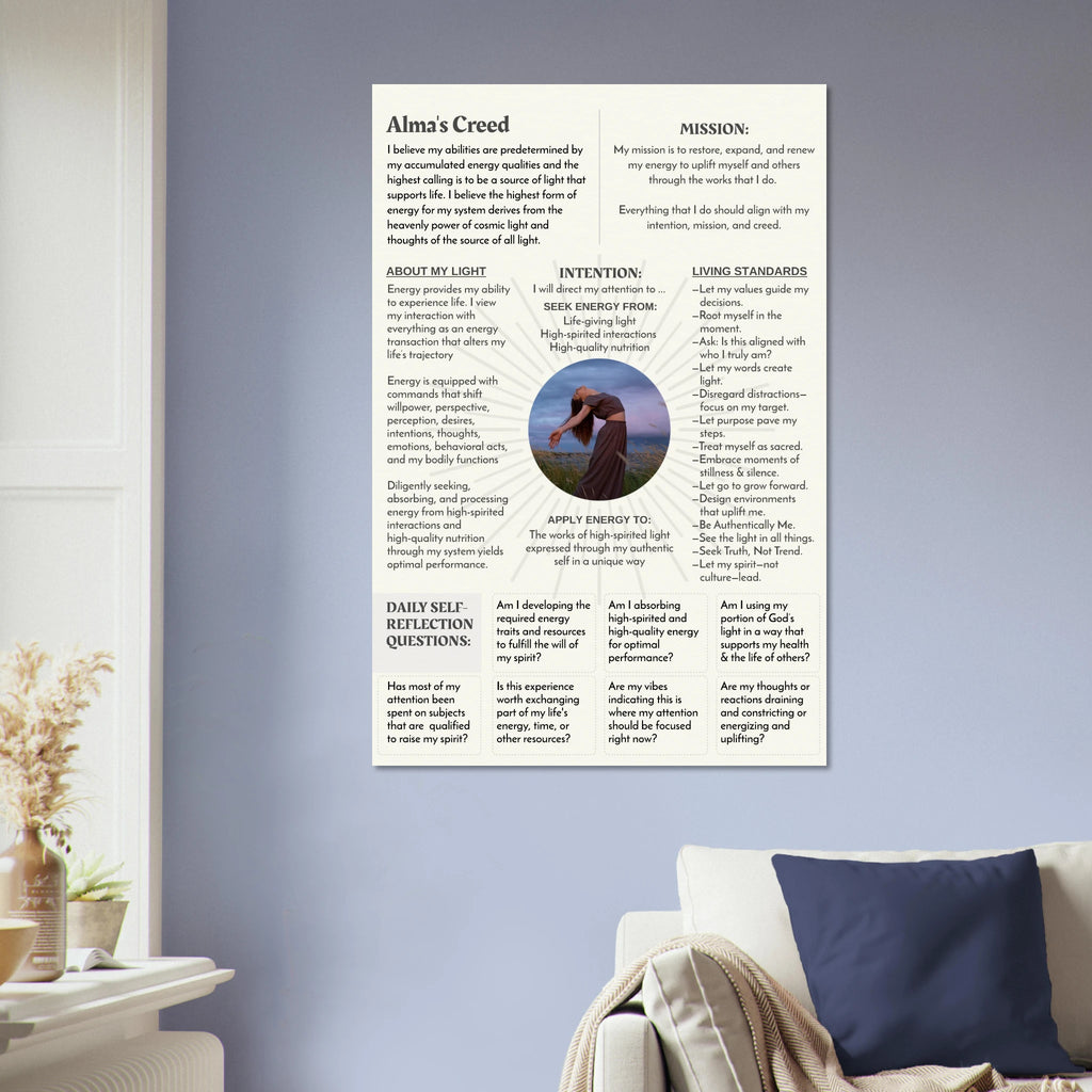 Intentional Living personalized poster—affirmations & vision statements layout, museum-quality matte paper
