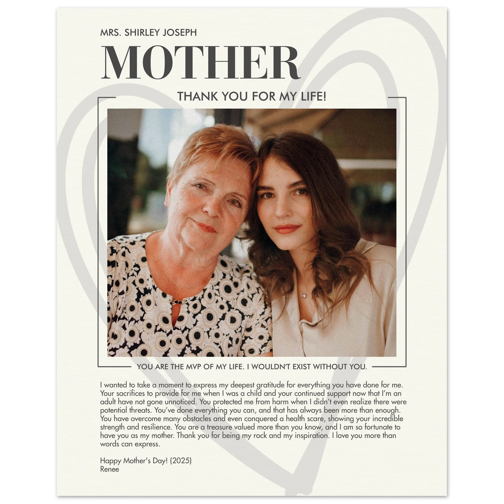 Mindful Message Personalized Portrait Poster — Custom Words of Love & Remembrance