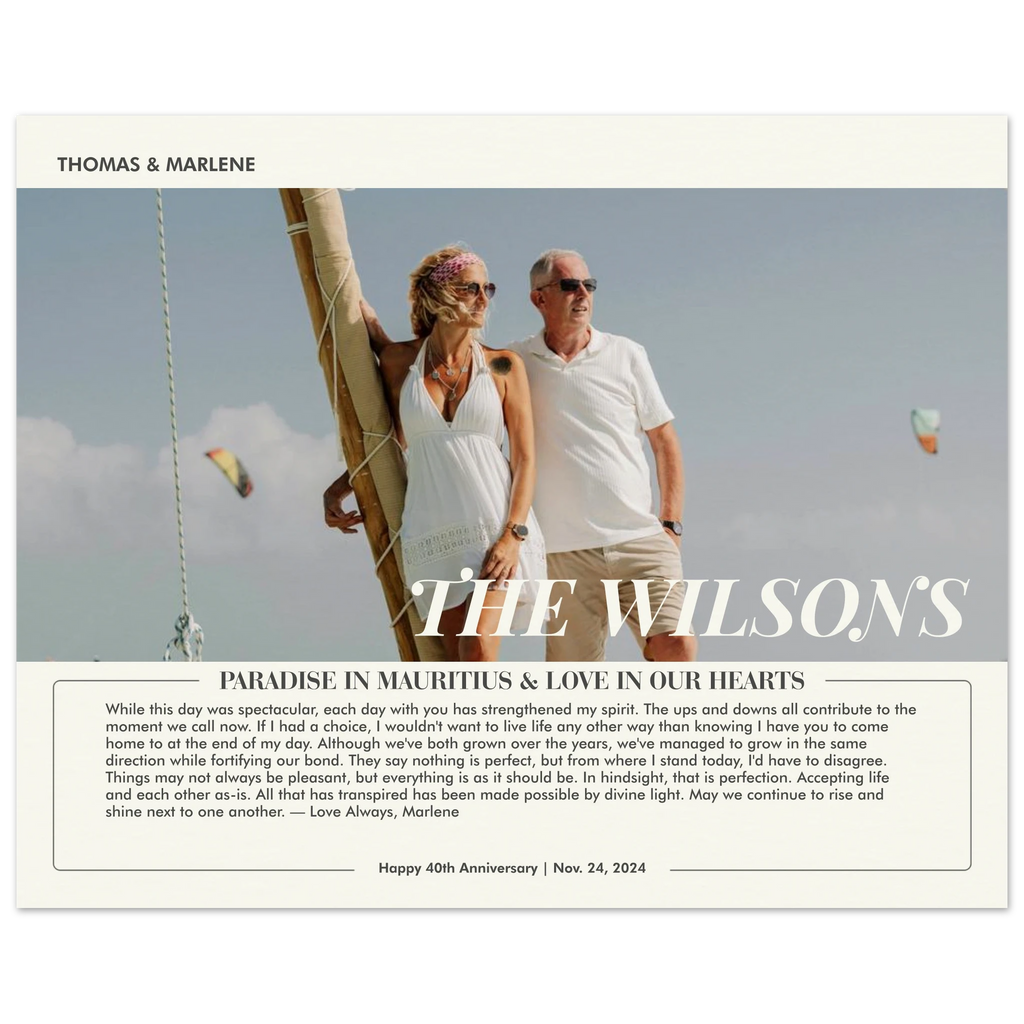 Personalized portrait poster with meaningful message note as a custom gift for husband, wife, spouse, men, or women