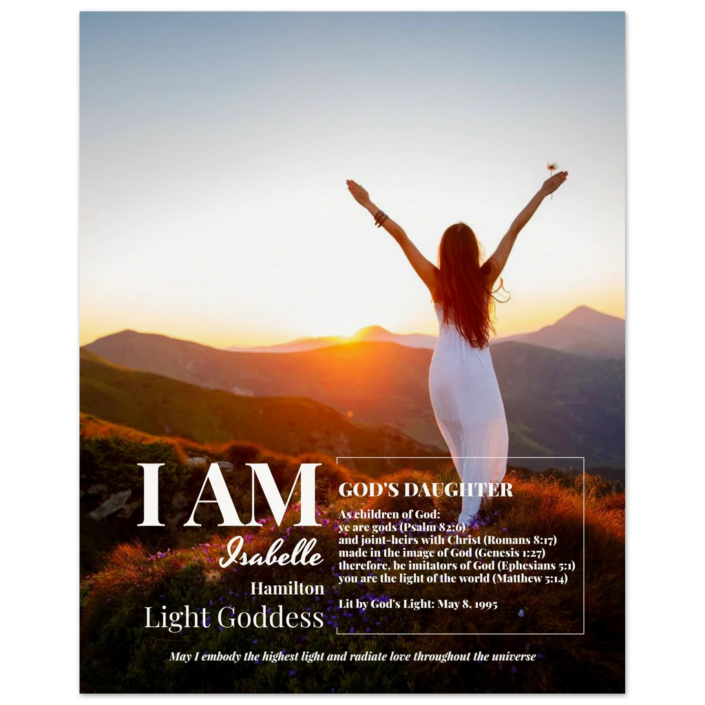 Custom daily meditation and energy alignment "I am" wall art print with affirmations purpose and intentions