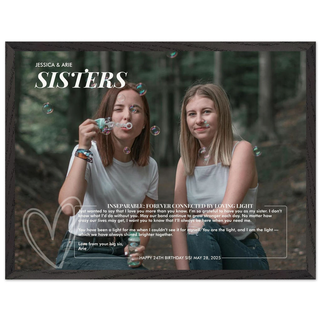 Personalized portrait poster with meaningful message note as a custom gift
